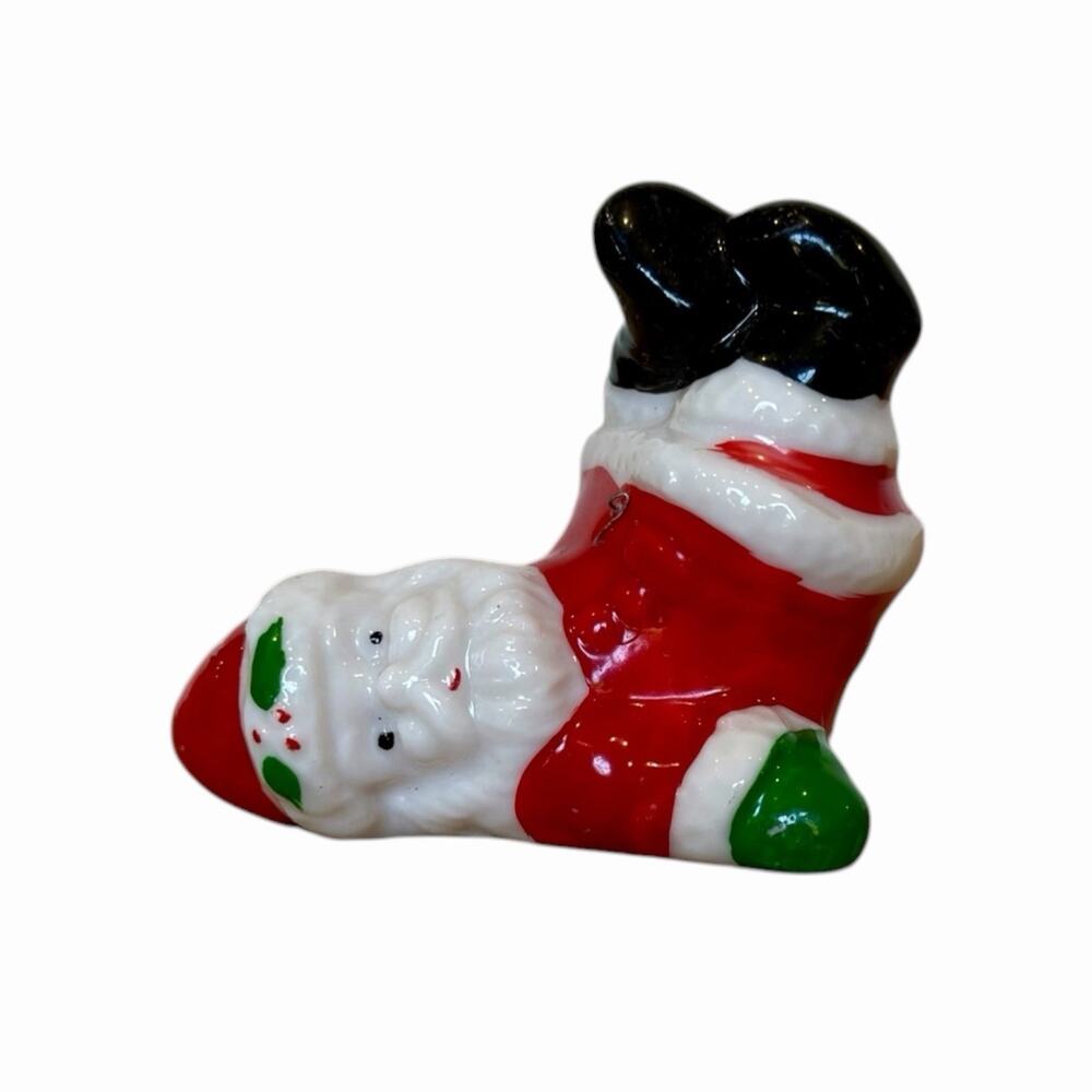 Vintage Miniature Bone China Tumbling Santa Figurine Taiwan Christmas